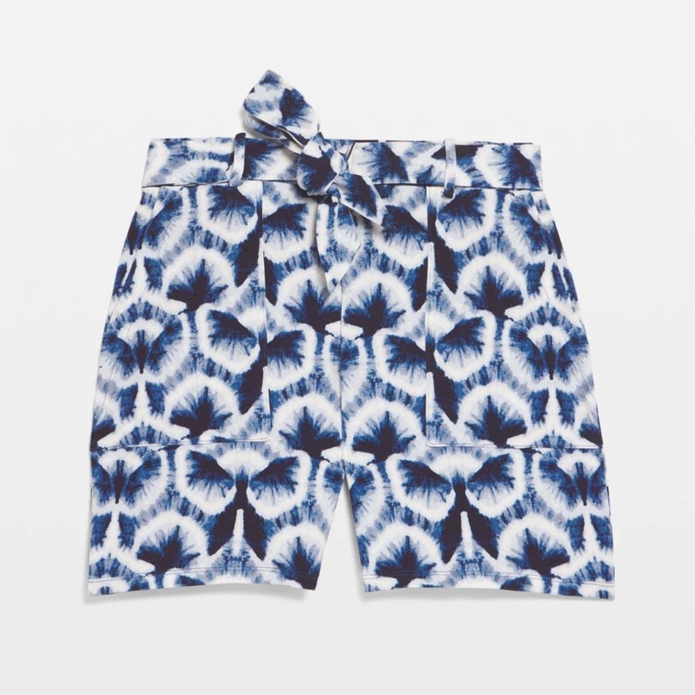 WHBM High Rise Matte Jersey Shorts Drop Tie Dye Endless Blue XL Brand New w/Tags